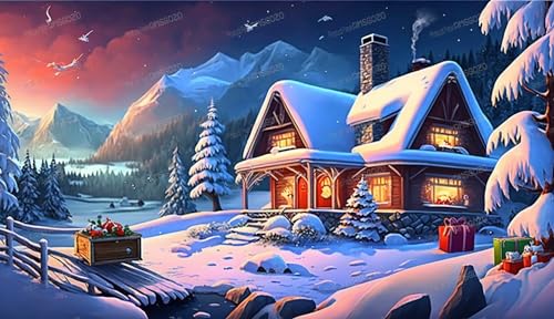 500 Teile Holzpuzzles - Weihnachten Sonnenuntergang Schneehaus - Puzzles für Erwachsene, jedes Stück ist einzigartig, perfektes Familien-Freizeitgeschenk & Geschenke - Puzzles Sammlerstücke 500 Teile Holzpuzzles - Weihnachten Sonnenuntergang Schneehaus - Puzzles für Erwachsene, jedes Stück ist einzigartig, perfektes Familien-Freizeitgeschenk & Geschenke - Puzzles Sammlerstücke von RMSGOZO