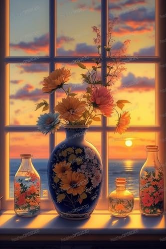 500 Teile Puzzles – Sonnenuntergang Fensterbank Vase – lustiges Familien-Puzzle, 500-teiliges Puzzle, 38,1 x 50,8 cm, recycelbare Holz-Puzzleteile, Lieblings-Freizeitaktivität oder Geschenke 500 Teile Puzzles – Sonnenuntergang Fensterbank Vase – lustiges Familien-Puzzle, 500-teiliges Puzzle, 38,1 x 50,8 cm, recycelbare Holz-Puzzleteile, Lieblings-Freizeitaktivität oder Geschenke von RMSGOZO