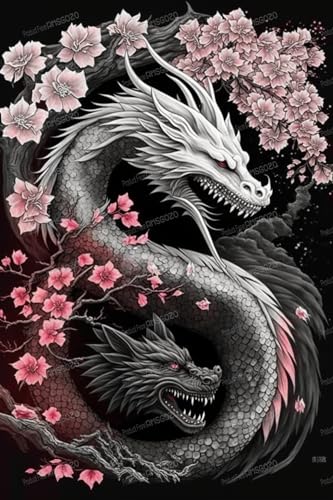 70 Teile Puzzles für Erwachsene - Sakura Black & White Dragons - Tierpuzzle 70 Teile, für jedes Alter - Jedes Stück ist einzigartig - Beste Geschenke für Party - Übung Gehirnkraft 70 Teile Puzzles für Erwachsene - Sakura Black & White Dragons - Tierpuzzle 70 Teile, für jedes Alter - Jedes Stück ist einzigartig - Beste Geschenke für Party - Übung Gehirnkraft von RMSGOZO