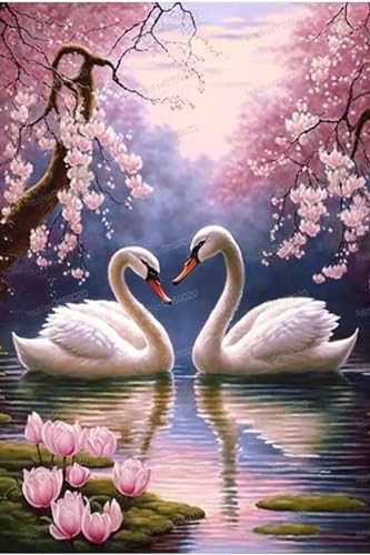 70 Teile Tierpuzzles für Erwachsene Sakura Schwan See Kommt mit einem Poster Do It Yourself Puzzle Entspannen Sie sich vom täglichen Leben, für Heimdekoration (Einfache Version) von RMSGOZO