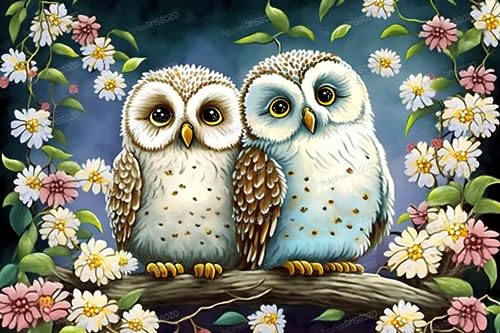 70-teiliges Puzzle für Erwachsene, Anfänger, bunte Blumen-Eulen, Puzzle, DIY-Puzzle mit Buchstaben auf der Rückseite, kommt mit einem Poster, Dekompressionsspielzeug, Geschenk und Heimdekoration von RMSGOZO