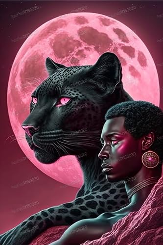 Black Panther & Schwarz 1000 Teile Puzzle für Kinder, Rosa Mond Puzzle, Umweltfreundliche 3D Holzpuzzle für Erwachsene, Teenager, Kinder, Interaktives Spielzeug für Dekoration Black Panther & Schwarz 1000 Teile Puzzle für Kinder, Rosa Mond Puzzle, Umweltfreundliche 3D Holzpuzzle für Erwachsene, Teenager, Kinder, Interaktives Spielzeug für Dekoration von RMSGOZO