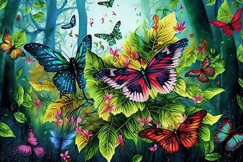 Bunte Schmetterlinge, 1000 Teile, Puzzle, Schmetterlingswald, Tier-Puzzle für Anfänger, jedes Stück ist einzigartig, beste Geschenke für Familie Bunte Schmetterlinge, 1000 Teile, Puzzle, Schmetterlingswald, Tier-Puzzle für Anfänger, jedes Stück ist einzigartig, beste Geschenke für Familie von RMSGOZO