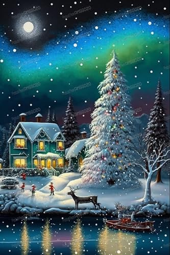 Christmas Starry Town 1000-teiliges Puzzle-Spielzeug – Cartoon-Puzzle für Erwachsene und Kinder, 50,8 x 76,2 cm, recycelbare Puzzleteile, ideal für Familienspiele oder Entspannungsgeschenke, Spielzeug von RMSGOZO