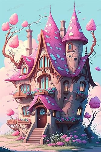 Erwachsene 1000 Teile Puzzles - Cartoon Pink Castle Holzpuzzle 1000 Teile - Lebendige Illustrationen Puzzles Spielzeug - Herausforderndes Brainstorming - Perfekt für Puzzle-Enthusiasten von RMSGOZO