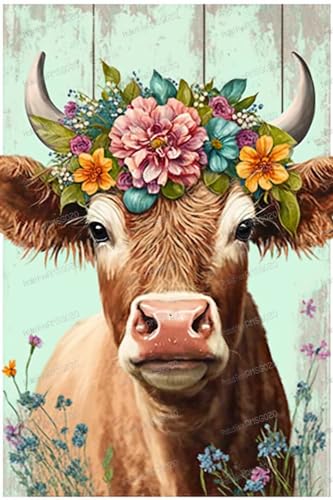 Floral Cow Puzzles 500 Teile - Vintage Tier Holzpuzzle für Erwachsene, jedes Stück ist ein Unikat, für Ihre Familie - für Heimdekoration oder Sammlerstücke Floral Cow Puzzles 500 Teile - Vintage Tier Holzpuzzle für Erwachsene, jedes Stück ist ein Unikat, für Ihre Familie - für Heimdekoration oder Sammlerstücke von RMSGOZO