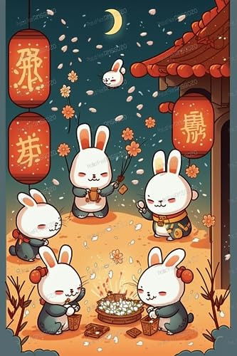 Hasen für Neujahrspuzzles für Erwachsene und Kinder, 1000 Teile – Cartoon-Puzzles, bereichern Sie die Freizeit und trainieren Sie die Gehirnkraft. Fertige Größe: 50,8 x 76,2 cm. für Heimdekoration und Hasen für Neujahrspuzzles für Erwachsene und Kinder, 1000 Teile – Cartoon-Puzzles, bereichern Sie die Freizeit und trainieren Sie die Gehirnkraft. Fertige Größe: 50,8 x 76,2 cm. für Heimdekoration und von RMSGOZO
