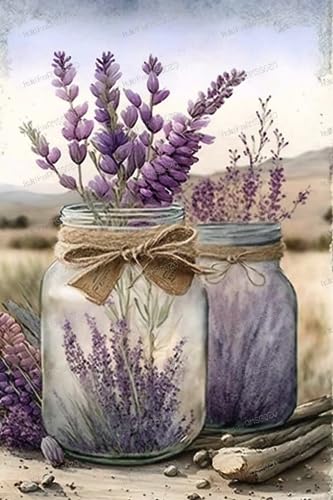 Holz-Puzzle, Lavendelglas, 1000 Teile, 1000 Teile, 50,8 x 76,2 cm, lustige Indoor-Aktivität, Geschenkposter, Geduldsteigerung, Stressabbau-Geschenke von RMSGOZO