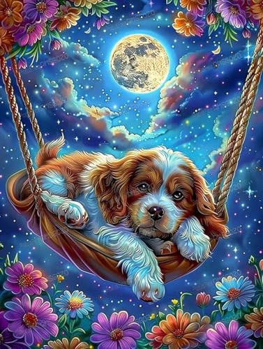 Holzpuzzle mit Welpen-Schaukel, 1000 Teile – 1000-teiliges Puzzle, 50,8 x 76,2 cm, lustige Indoor-Aktivität, Geschenkposter, Geduldsteigerung, Stressabbau-Geschenke von RMSGOZO