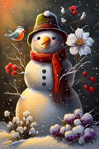 Kid 1000 Teile Weihnachten Puzzles - Vintage Blume Schneemann Holzpuzzle 1000 Teile - Lebendige Illustrationen Puzzles Spielzeug - Herausforderndes Brainstorming von RMSGOZO