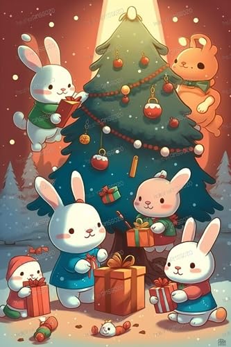 Puzzle, 200 Teile für Erwachsene, Weihnachts-Kaninchen, Tierpuzzle, intellektuelles Lernspielzeug, DIY, Sammlerstück, Heimdekoration, Wanddekoration, Geschenke von RMSGOZO