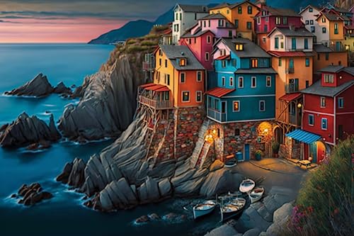 Puzzle 1000 Teile, bunte Häuser in Bergen und Fluss – bunte Holzpuzzles für Erwachsene, herausforderndes Puzzle, als Raumdekoration und Geschenke Puzzle 1000 Teile, bunte Häuser in Bergen und Fluss – bunte Holzpuzzles für Erwachsene, herausforderndes Puzzle, als Raumdekoration und Geschenke von RMSGOZO