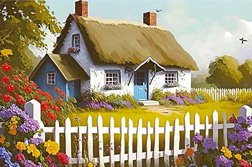 Puzzle 1000 Teile Blumen Bauernhaus - Vintage Ölgemälde - Landschaft Holzpuzzles für Erwachsene & Kind, Herausfordernde Puzzle, für Freunde Geschenke Puzzle 1000 Teile Blumen Bauernhaus - Vintage Ölgemälde - Landschaft Holzpuzzles für Erwachsene & Kind, Herausfordernde Puzzle, für Freunde Geschenke von RMSGOZO