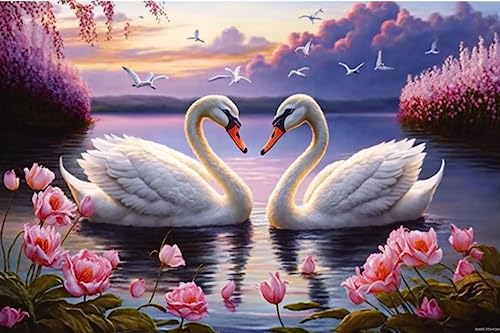 Puzzle 1000 Teile Lake Love Swan - Frühling Rosa Blumen - Landschaft Holzpuzzles für Erwachsene & Kind, Herausfordernde Puzzle, für Freunde Geschenke Puzzle 1000 Teile Lake Love Swan - Frühling Rosa Blumen - Landschaft Holzpuzzles für Erwachsene & Kind, Herausfordernde Puzzle, für Freunde Geschenke von RMSGOZO
