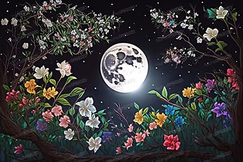 Puzzle 1000 Teile – Mond & bunte Blumen – Sternenhimmel-Holzpuzzles für Erwachsene, herausforderndes Puzzle, für Wohnzimmerdekoration & Geschenke Puzzle 1000 Teile – Mond & bunte Blumen – Sternenhimmel-Holzpuzzles für Erwachsene, herausforderndes Puzzle, für Wohnzimmerdekoration & Geschenke von RMSGOZO