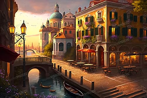 Puzzle 1000 Teile - Ölgemälde Stadt - Sonnenuntergang Landschaft Holzpuzzles für Erwachsene, herausforderndes Puzzle, für Wohnzimmer Dekor & Geschenke Puzzle 1000 Teile - Ölgemälde Stadt - Sonnenuntergang Landschaft Holzpuzzles für Erwachsene, herausforderndes Puzzle, für Wohnzimmer Dekor & Geschenke von RMSGOZO