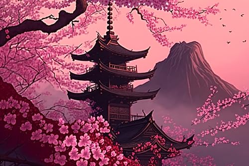 Puzzle 1000 Teile Sakura Tower - Japanische Frühlingslandschaft - Holzpuzzles für Erwachsene & Kind, Herausfordernde Puzzle, für Freunde Geschenke Puzzle 1000 Teile Sakura Tower - Japanische Frühlingslandschaft - Holzpuzzles für Erwachsene & Kind, Herausfordernde Puzzle, für Freunde Geschenke von RMSGOZO