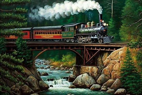 Puzzle 1000 Teile Valley Dampfzug - Waldbachlandschaft - Holzpuzzles für Erwachsene & Kind, Herausforderndes Puzzle, für Freunde Geschenke Puzzle 1000 Teile Valley Dampfzug - Waldbachlandschaft - Holzpuzzles für Erwachsene & Kind, Herausforderndes Puzzle, für Freunde Geschenke von RMSGOZO