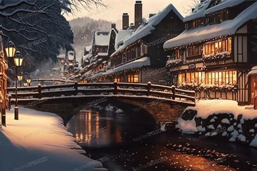 Puzzle 1000 Teile - Winterstadt - Romantischer Schnee 3D Holzpuzzles für Erwachsene, herausforderndes Puzzle, für Wohnzimmer Dekor & Geschenke Puzzle 1000 Teile - Winterstadt - Romantischer Schnee 3D Holzpuzzles für Erwachsene, herausforderndes Puzzle, für Wohnzimmer Dekor & Geschenke von RMSGOZO