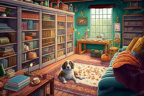 Puzzle 500 Teile - Ordentliches Arbeitszimmer & Welpe - 3D Holzpuzzles für Erwachsene, Herausforderndes Puzzle, für Wohnzimmer Dekor & Geschenke Puzzle 500 Teile - Ordentliches Arbeitszimmer & Welpe - 3D Holzpuzzles für Erwachsene, Herausforderndes Puzzle, für Wohnzimmer Dekor & Geschenke von RMSGOZO