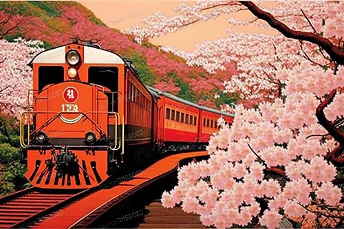 RMSGOZO 1000 Teile Puzzle für Kinder – Rosa Sakura & Roter Zug – Heimdekoration – Puzzle-Spiele mit hohem Schwierigkeitsgrad & Spielzeug & Geschenke RMSGOZO 1000 Teile Puzzle für Kinder – Rosa Sakura & Roter Zug – Heimdekoration – Puzzle-Spiele mit hohem Schwierigkeitsgrad & Spielzeug & Geschenke von RMSGOZO