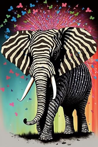 RMSGOZO 1000 Teile Puzzle für Kinder – gestreifter Elefant – mehrfarbige Feuerwerk-Puzzles – schwierige Puzzle-Spiele & Spielzeug & Geschenke von RMSGOZO