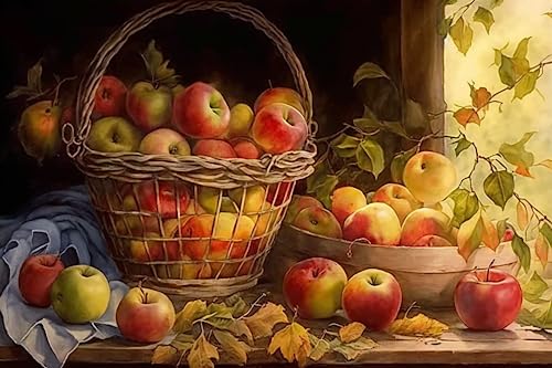 RMSGOZO Äpfel & Obstkorb-Puzzles für Erwachsene, 500 Teile, Vintage-Ölgemälde, Holzpuzzles, tolles Spielzeug für Kinder und Heimdekoration RMSGOZO Äpfel & Obstkorb-Puzzles für Erwachsene, 500 Teile, Vintage-Ölgemälde, Holzpuzzles, tolles Spielzeug für Kinder und Heimdekoration von RMSGOZO