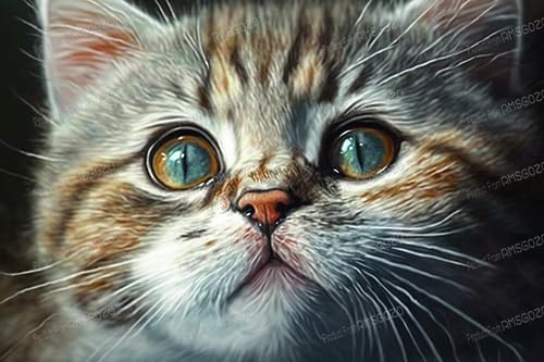 RMSGOZO Big-Eyed Kitty Puzzles für Erwachsene, 1000 Teile, niedliche Tier-Holzpuzzles, tolles Spielzeug für Kinder und Heimdekoration von RMSGOZO
