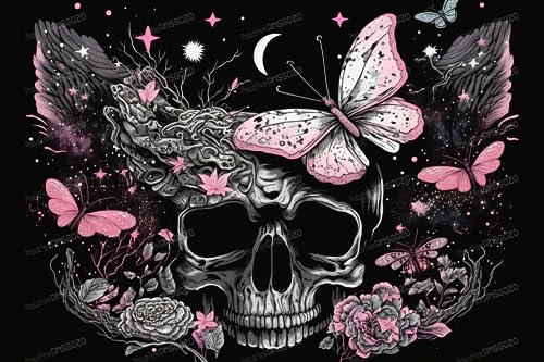 RMSGOZO Erwachsenen-Puzzle 120 Teile – Rosa Schmetterling & Blumenschädel – Heimdekoration – Puzzle-Spiele mit hohem Schwierigkeitsgrad & Spielzeug & Geschenke RMSGOZO Erwachsenen-Puzzle 120 Teile – Rosa Schmetterling & Blumenschädel – Heimdekoration – Puzzle-Spiele mit hohem Schwierigkeitsgrad & Spielzeug & Geschenke von RMSGOZO