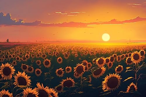 RMSGOZO Sonnenblume Sonnenuntergang Blumenfeld Puzzle für Erwachsene 500 Teile - Sonnenuntergang Landschaft Holzpuzzles für Wohnzimmer Dekor RMSGOZO Sonnenblume Sonnenuntergang Blumenfeld Puzzle für Erwachsene 500 Teile - Sonnenuntergang Landschaft Holzpuzzles für Wohnzimmer Dekor von RMSGOZO