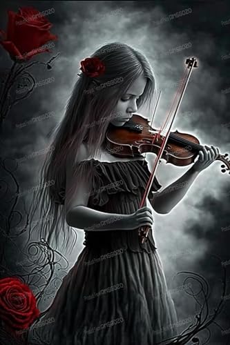 Rote Rose & Violine Girl 1000 Teile Puzzles für Erwachsene – Vintage-Kunstwerk Holzpuzzle für Gehirnspiel- und Puzzle-Enthusiasten – für Heimdekoration, 50,8 x 76,2 cm Rote Rose & Violine Girl 1000 Teile Puzzles für Erwachsene – Vintage-Kunstwerk Holzpuzzle für Gehirnspiel- und Puzzle-Enthusiasten – für Heimdekoration, 50,8 x 76,2 cm von RMSGOZO