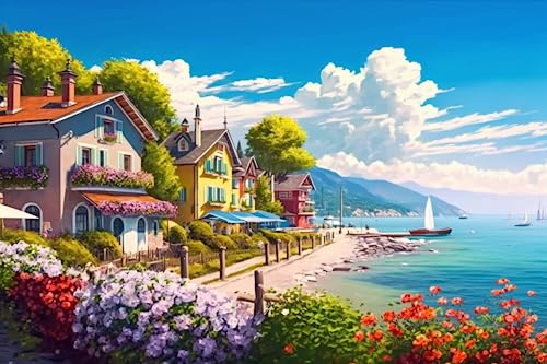 Sea View Villa, 500 Teile Puzzles – Frühlingsblumen, Landschaft Puzzle für Anfänger, jedes Stück ist einzigartig, beste Geschenke für Familie Sea View Villa, 500 Teile Puzzles – Frühlingsblumen, Landschaft Puzzle für Anfänger, jedes Stück ist einzigartig, beste Geschenke für Familie von RMSGOZO