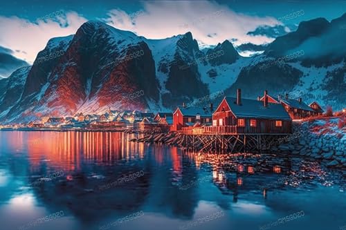 Snowy Mountain Lake & Cozy Cottage 70 Teile Puzzles - Landschaft Puzzle für Anfänger, jedes Stück ist einzigartig, beste Geschenke für Familie Snowy Mountain Lake & Cozy Cottage 70 Teile Puzzles - Landschaft Puzzle für Anfänger, jedes Stück ist einzigartig, beste Geschenke für Familie von RMSGOZO