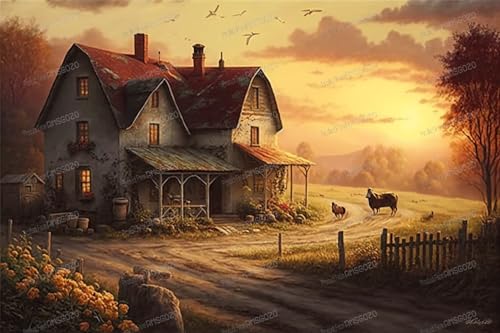 Sonnenuntergang Bauernhaus Holzpuzzles 1000 Teile - Herbstlandschaft Puzzle für Erwachsene, jedes Stück ist ein Unikat, für Ihre Familie - für Heimdekoration oder Sammlerstücke Sonnenuntergang Bauernhaus Holzpuzzles 1000 Teile - Herbstlandschaft Puzzle für Erwachsene, jedes Stück ist ein Unikat, für Ihre Familie - für Heimdekoration oder Sammlerstücke von RMSGOZO