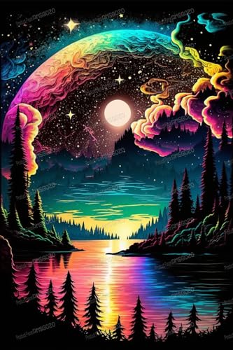 Sternenmond See Puzzles 500 Teile - Landschaft Holzpuzzle für Erwachsene, jedes Stück ist ein Unikat, für Ihre Familie - für Heimdekoration oder Sammlerstücke & Spielzeug Sternenmond See Puzzles 500 Teile - Landschaft Holzpuzzle für Erwachsene, jedes Stück ist ein Unikat, für Ihre Familie - für Heimdekoration oder Sammlerstücke & Spielzeug von RMSGOZO