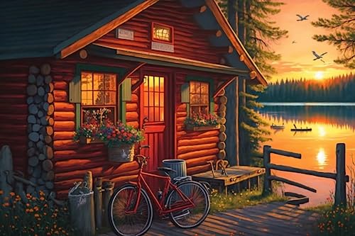 Sunset Red Lodge 1000 Teile Puzzles - Gemütliche Herbstlandschaft Puzzle für Anfänger, jedes Stück ist einzigartig, beste Geschenke für Familie Sunset Red Lodge 1000 Teile Puzzles - Gemütliche Herbstlandschaft Puzzle für Anfänger, jedes Stück ist einzigartig, beste Geschenke für Familie von RMSGOZO
