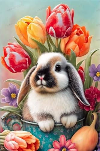 Tulip Bunny 1000 Teile Puzzles für Erwachsene & Kinder – Oster-Puzzle – Alphabet auf der Rückseite – stressfrei für Anfänger – ideal für Eltern-Kind-Interaktion Tulip Bunny 1000 Teile Puzzles für Erwachsene & Kinder – Oster-Puzzle – Alphabet auf der Rückseite – stressfrei für Anfänger – ideal für Eltern-Kind-Interaktion von RMSGOZO