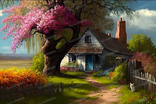 Vintage Country Farmhouse 1000 Teile Puzzles Spielzeug – Landschafts-Puzzle für Erwachsene und Kinder, 50,8 x 76,2 cm, recycelbare Puzzleteile, ideal für Familienspiele oder Entspannungsgeschenke von RMSGOZO