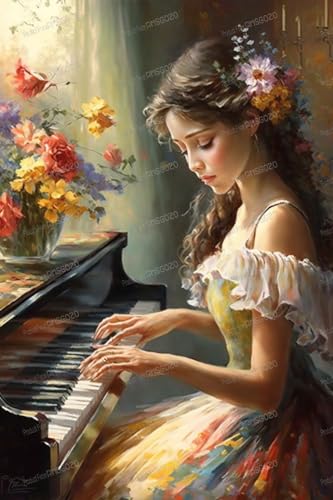 Vintage Öl Puzzles 1000 Teile Puzzle für Erwachsene und Kinder - Blume Klavier Mädchen - Lebendige Illustrationen Qualität Puzzles - Tolle Geschenke für Puzzle-Liebhaber - für Raumdekor Vintage Öl Puzzles 1000 Teile Puzzle für Erwachsene und Kinder - Blume Klavier Mädchen - Lebendige Illustrationen Qualität Puzzles - Tolle Geschenke für Puzzle-Liebhaber - für Raumdekor von RMSGOZO