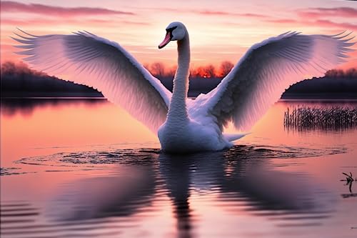 White Swan 70 Teile Puzzles - Pink Sunset Lake Jigsaw Puzzle für Anfänger, jedes Stück ist einzigartig, beste Geschenke für Familie White Swan 70 Teile Puzzles - Pink Sunset Lake Jigsaw Puzzle für Anfänger, jedes Stück ist einzigartig, beste Geschenke für Familie von RMSGOZO