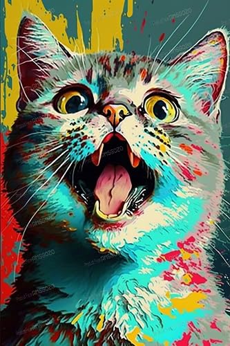 Wütende Katzen-Puzzle, 70 Teile für Erwachsene, Ölgemälde, abstraktes Puzzlespiel mit Tieren, jedes Stück ist ein Unikat, Lernspielzeug für Heimdekoration oder von RMSGOZO