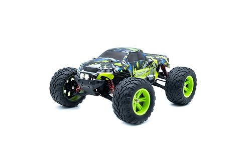 RMT MODELS Dominator RC Auto | Monster Truck 1:12 | 36 km/h Speed | 2WD Antrieb | 2,4 GHz Steuerung | Li-Ion 7,4 V 1500 mAh Akku | IPX4 Spritzwasser | LED Frontlicht | RTR Set Ersatzbatterie (Grün) von RMT MODELS