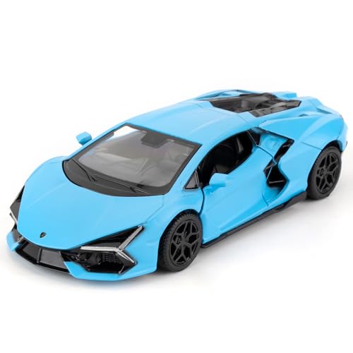 1/36 Lamborghini Reventon Spielzeugauto, Modellauto mit Rückzugfunktion, Modellspielzeug mit offener Tür, geeignet für Sammlung und Geschenk für Kinderspielzeug (Blau) von RMZ City