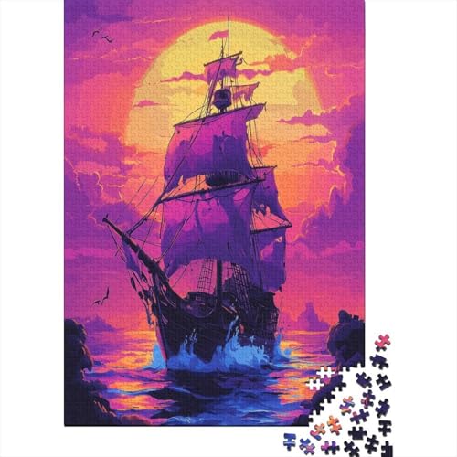 Art Piratenschiff Puzzle 1000 Teile, Erwachsene, Klassische Puzzle, Impossible Puzzle,Geschicklichkeitsspiel Für Die Ganze Familie Erwachsenenpuzzle Ab 14 Jahren Puzzel 1000pcs (75x50cm) von RNDKAUUIE