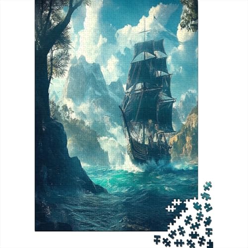 Art Piratenschiff Puzzle 1000 Teile, Puzzle Für Erwachsene, Impossible Puzzle, Geschicklichkeitsspiel Für Die Ganze Familie, Puzzle Farbenfrohes, Puzzle-Geschenk, Puzzle 1000pcs (75x50cm) von RNDKAUUIE