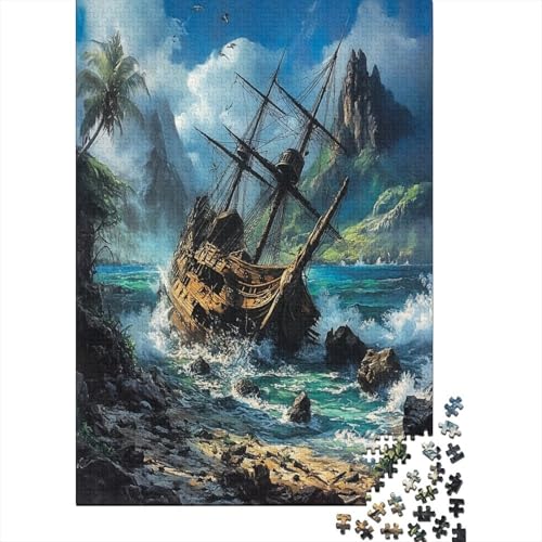 Art Piratenschiff Puzzle 1000 Teile,Puzzle Für Erwachsene, Impossible Puzzle,Puzzle 1000 Puzzle Home Dekoration Puzzle,Erwachsenenpuzzle Puzzel 1000pcs (75x50cm) von RNDKAUUIE