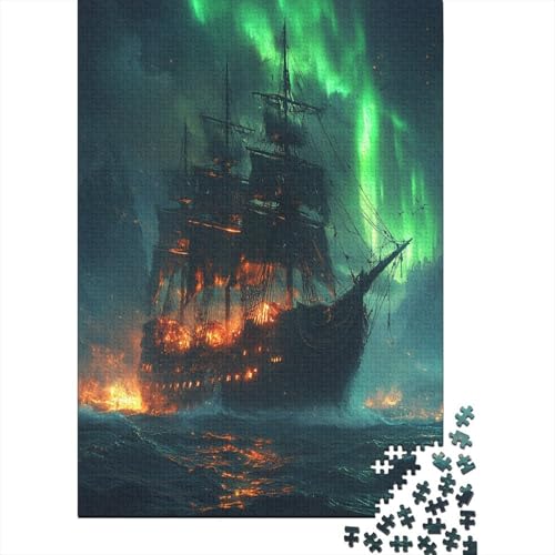 Art Piratenschiff Puzzle 1000 Teile,Puzzlespiel Für Erwachsene,Impossible Puzzle,Puzzle Geschicklichkeitsspiel Für Die Ganze Familie, Geschenke Für Männer/Frauen Erwachsenen Puzzel 1000pcs (75x50cm) von RNDKAUUIE