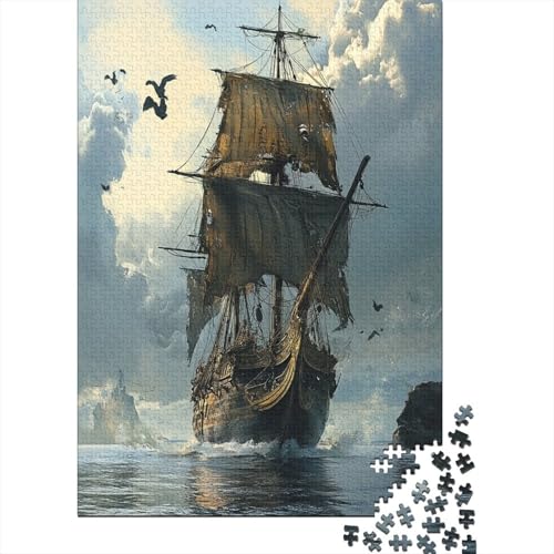 Art Piratenschiff Puzzle 1000 Teile Erwachsene, Puzzlespiel Jigsaw Puzzles Erwachsenen Puzzlespiel Puzzel 1000pcs (75x50cm) von RNDKAUUIE