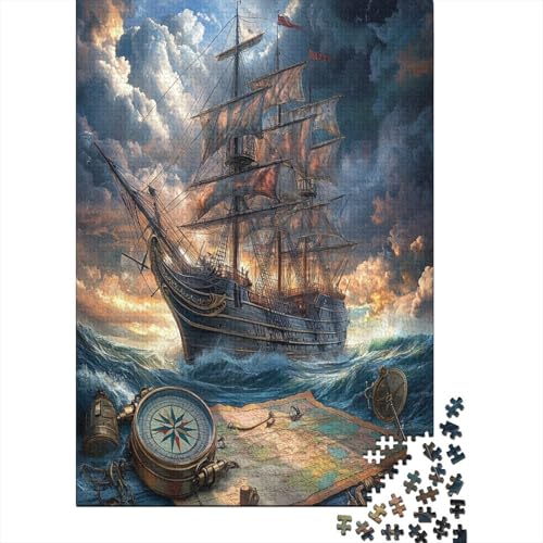 Art Piratenschiff Puzzle 1000 Teile Erwachsener Kniffel Spaß Für Die Ganze Familie - Abwechslungsreiche 1000 Puzzleteilige Motive Puzzle Erwachsene, Puzzel 1000pcs (75x50cm) von RNDKAUUIE