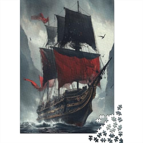 RNDKAUUIE Piratenschiff Puzzle 1000 Teile Klassisches Puzzlespiel für Erwachsene 1000pcs (75x50cm) Unisex von RNDKAUUIE